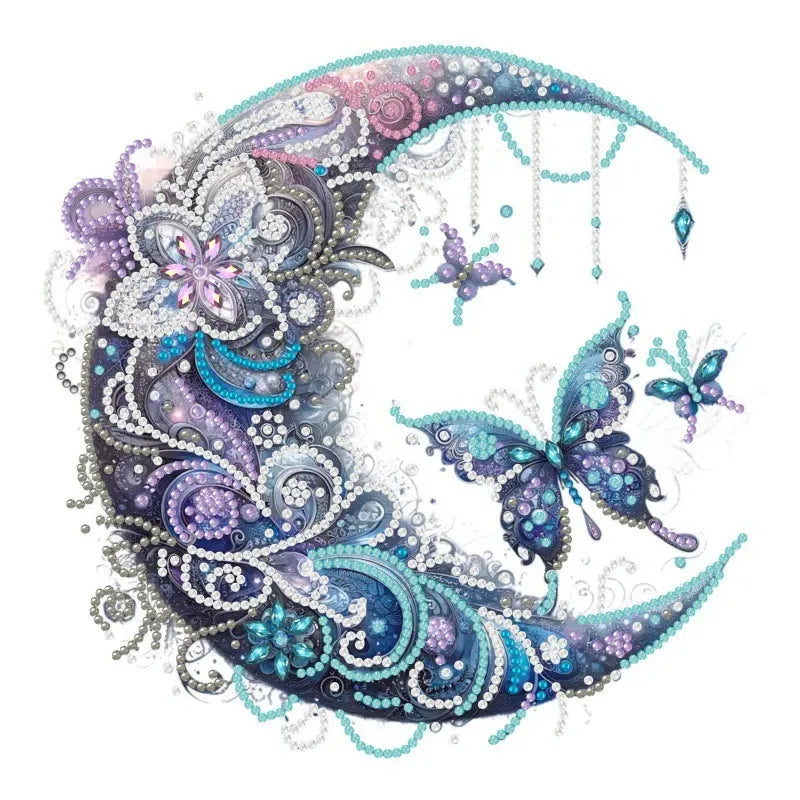 🌙 30*30 Butterfly Crescent Moon Diamond Painting Kit - AB240 🌙