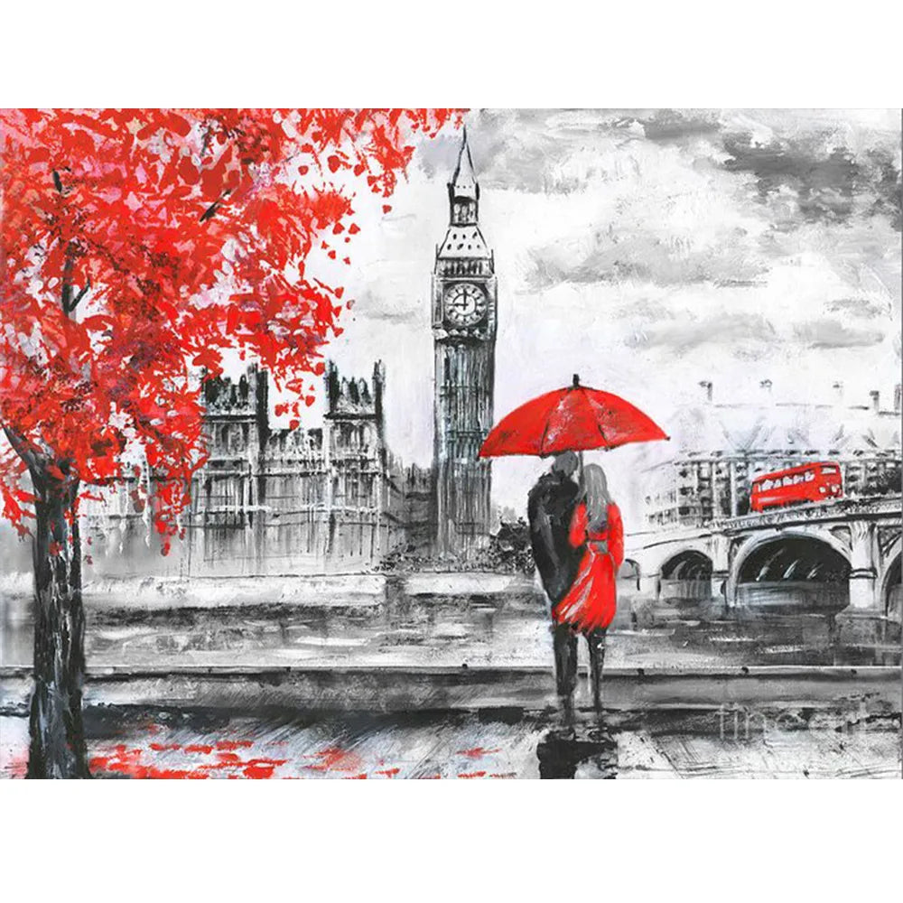 🖤 30*40 Black & Red London Scene Diamond Painting 🖤❤️