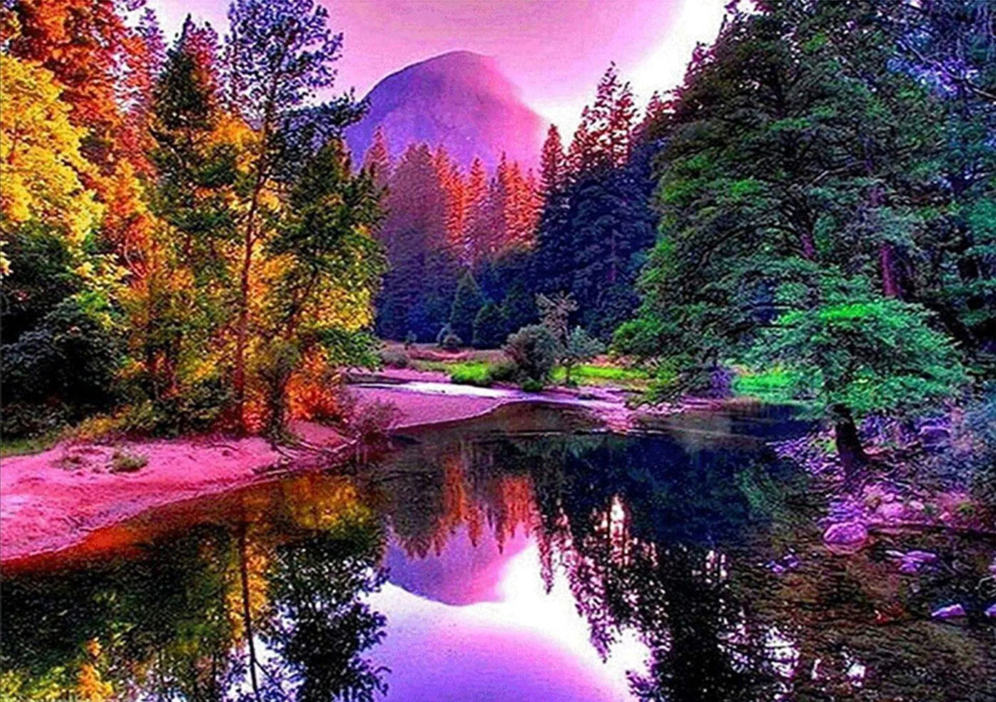 🌸🏞️ 30*40 Pink Lake Scene Diamond Painting 🏞️🌸
