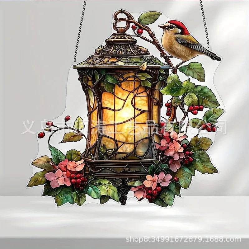 🏮 20*20 Lantern & Bird 2D Acrylic Suncatcher 🏮
