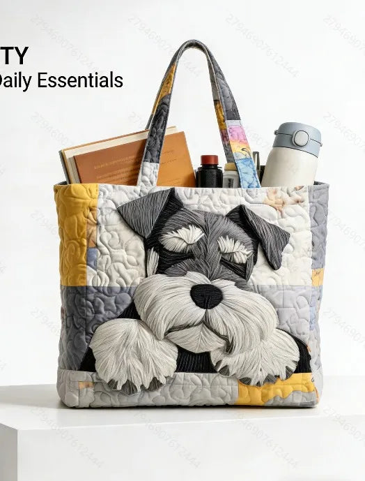 🐶 Scotty Dog Design Quilted Embroidered Tote Bag - 120|G320 🐶
