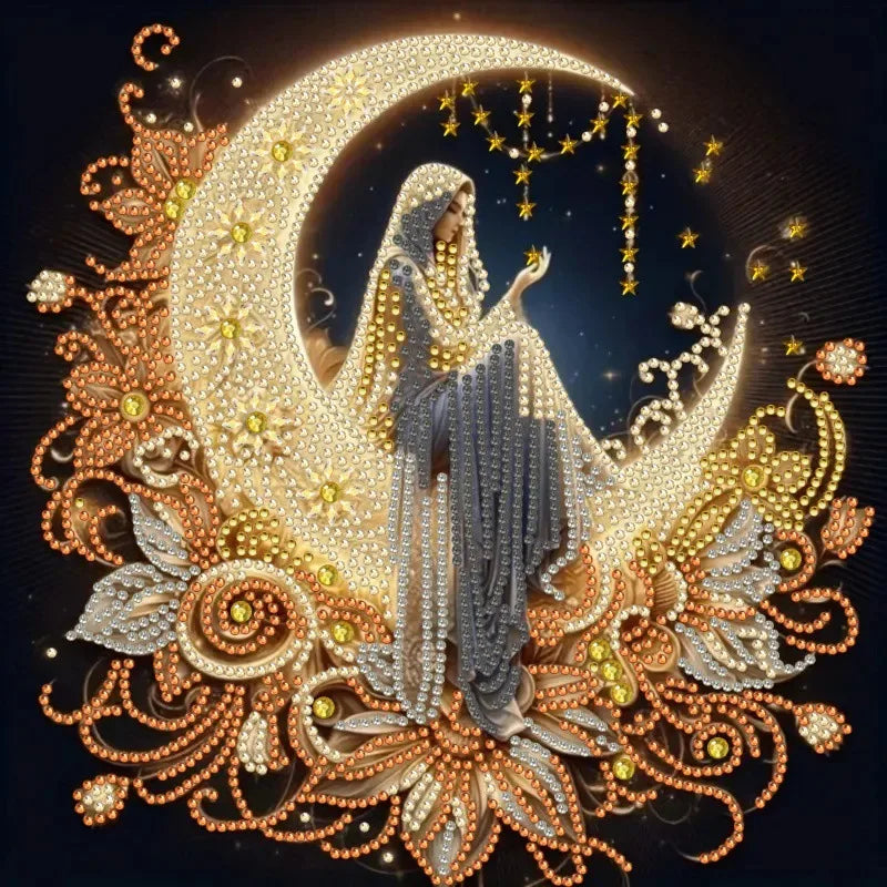 🌙 30*30 Golden Moon Goddess Diamond Painting Kit - AB263 🌙
