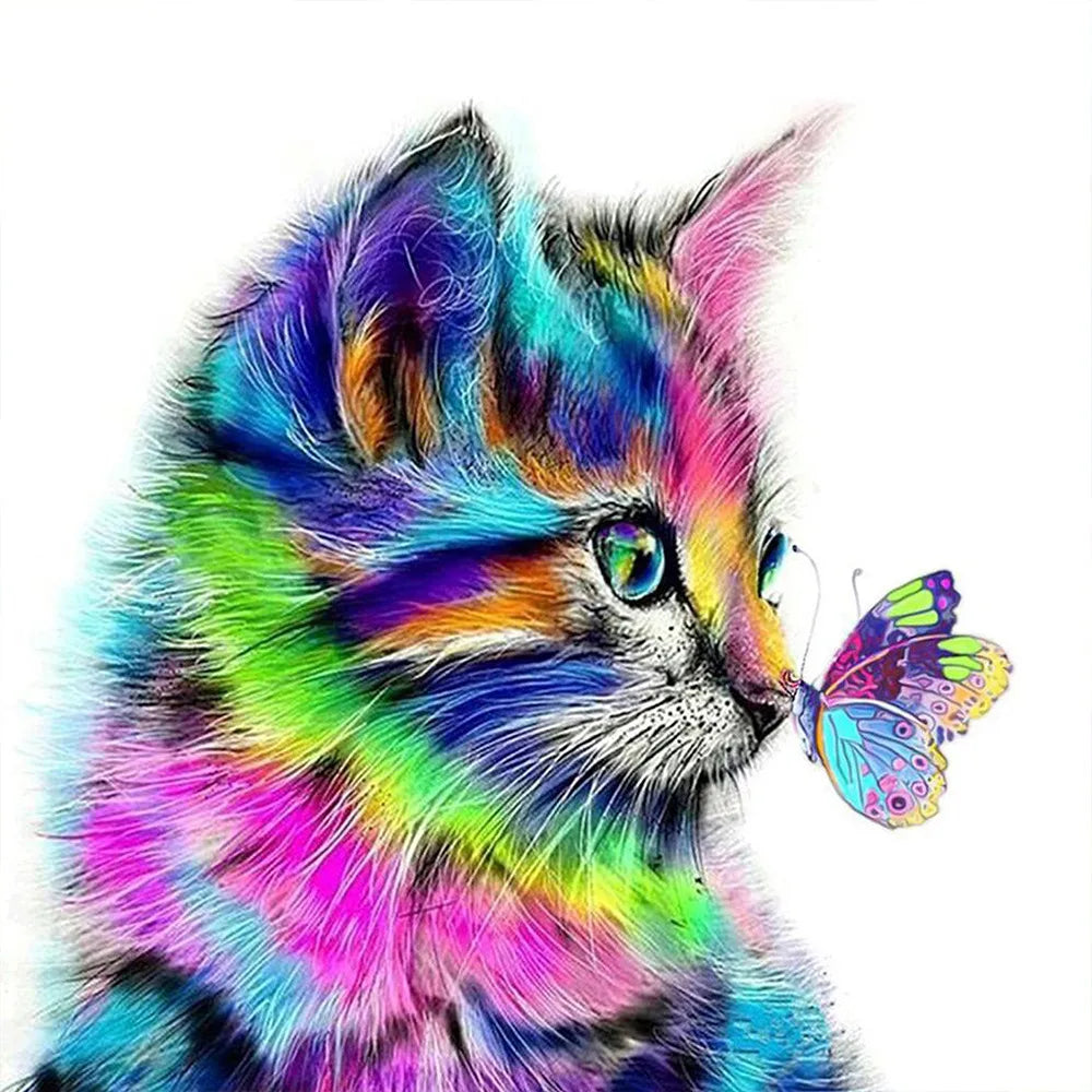 🌈🐱 30*30 Rainbow Cat & Butterfly Diamond Painting 🐱🌈