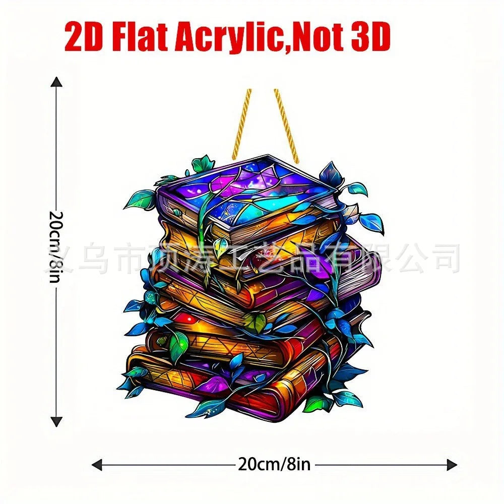 📚 20*20 Mystical Stack of Books 2D Acrylic Suncatcher 📚