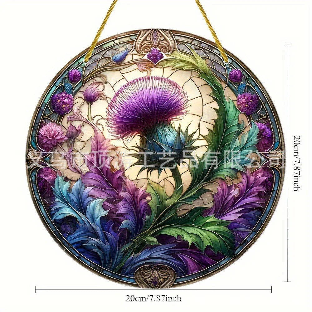 🌿💜 20*20 Thistle 2D Acrylic Suncatcher 💜🌿