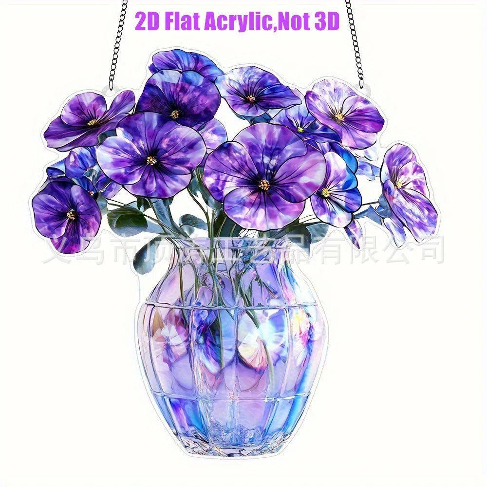 💜 Purple Flowers 2D Acrylic Suncatcher 💜