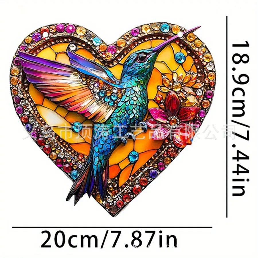 ❤️✨ 20*20 Hummingbird in Heart 2D Acrylic Suncatcher ✨❤️