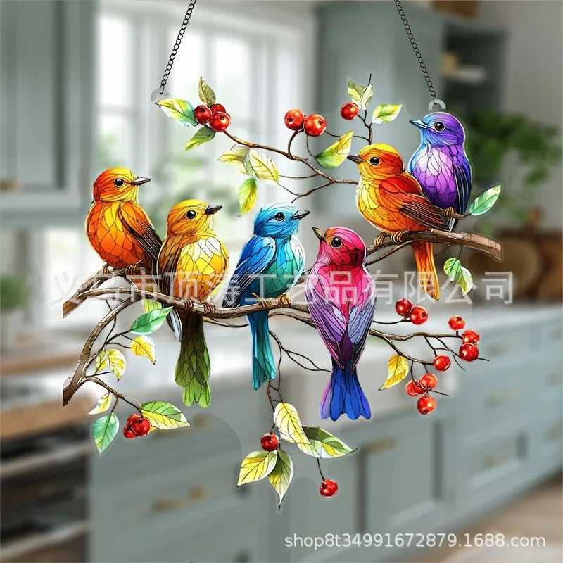 🐦🌈 20*20 Multicoloured Birds 2D Acrylic Suncatcher 🌈🐦