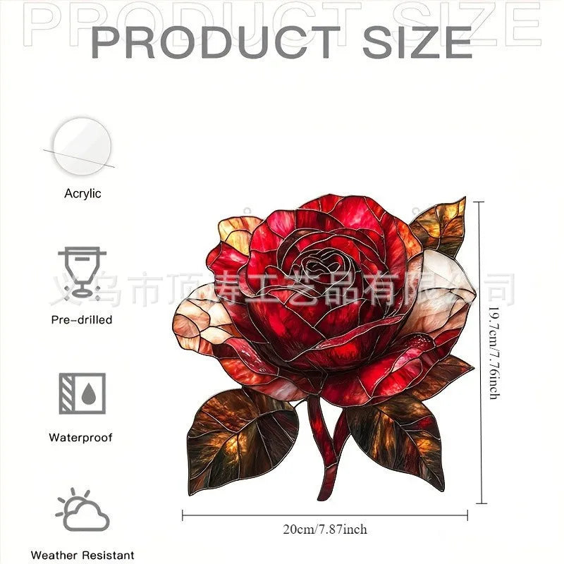 đš 20*20 Stunning Red Rose 2D Acrylic Suncatcher đš