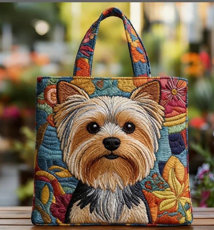 🐶 Yorkshire Terrier Design Quilted Embroidered Tote Bag - YS80 🐶