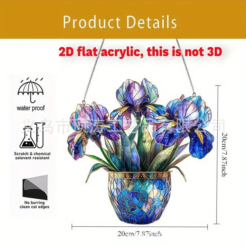 💜 20*20 Purple Flowers 2D Acrylic Suncatcher 💜