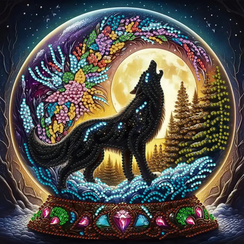 đş 30*30 Howling Wolf Globe Diamond Painting Kit - AB227 đş
