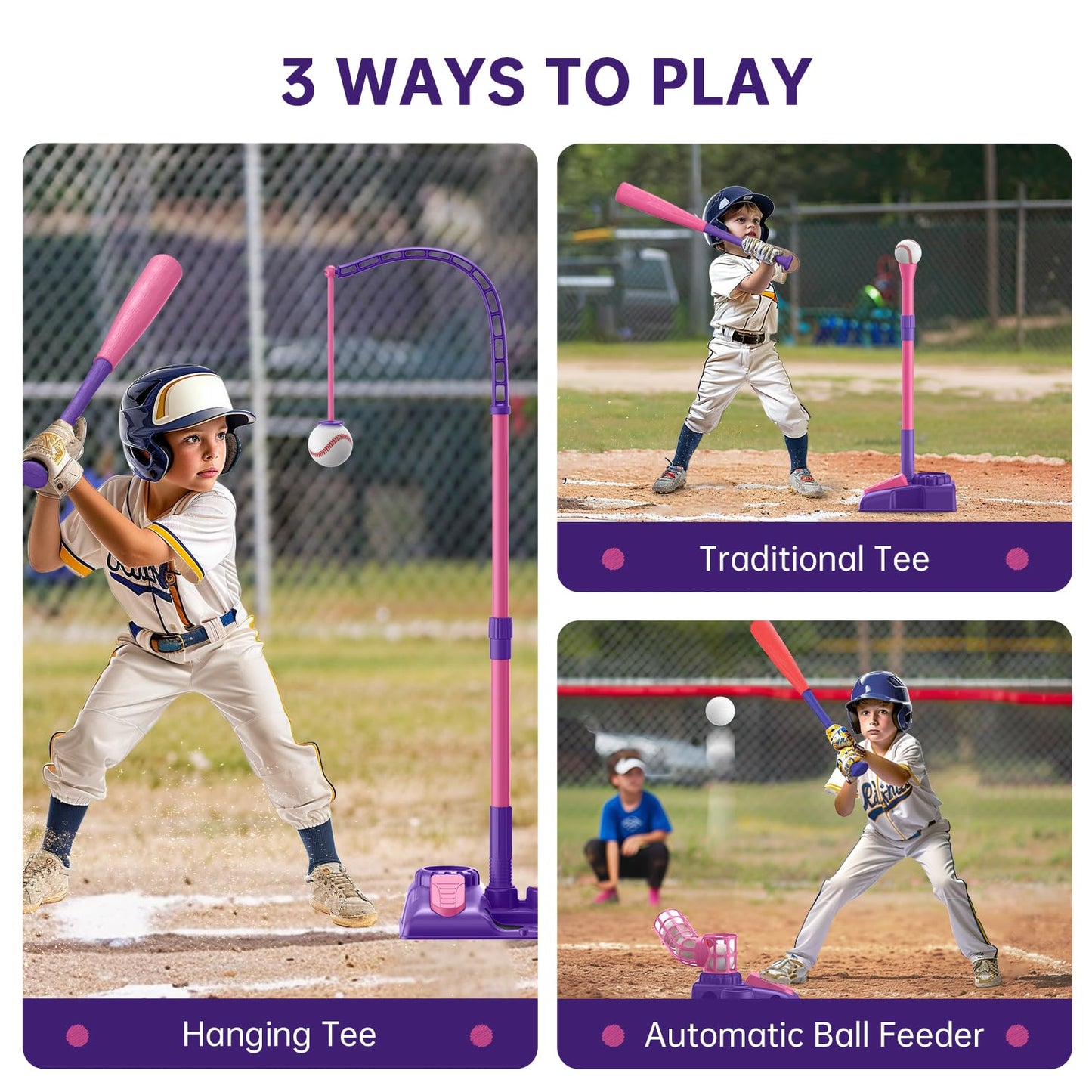 ⚾ 3-in-1 Kids Tee Ball Set with Batting Tee, Pitching Machine & Retractable Bat ⚾