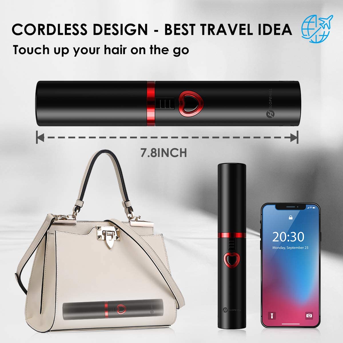 Mini Cordless Hair Straightener and Curler - Black