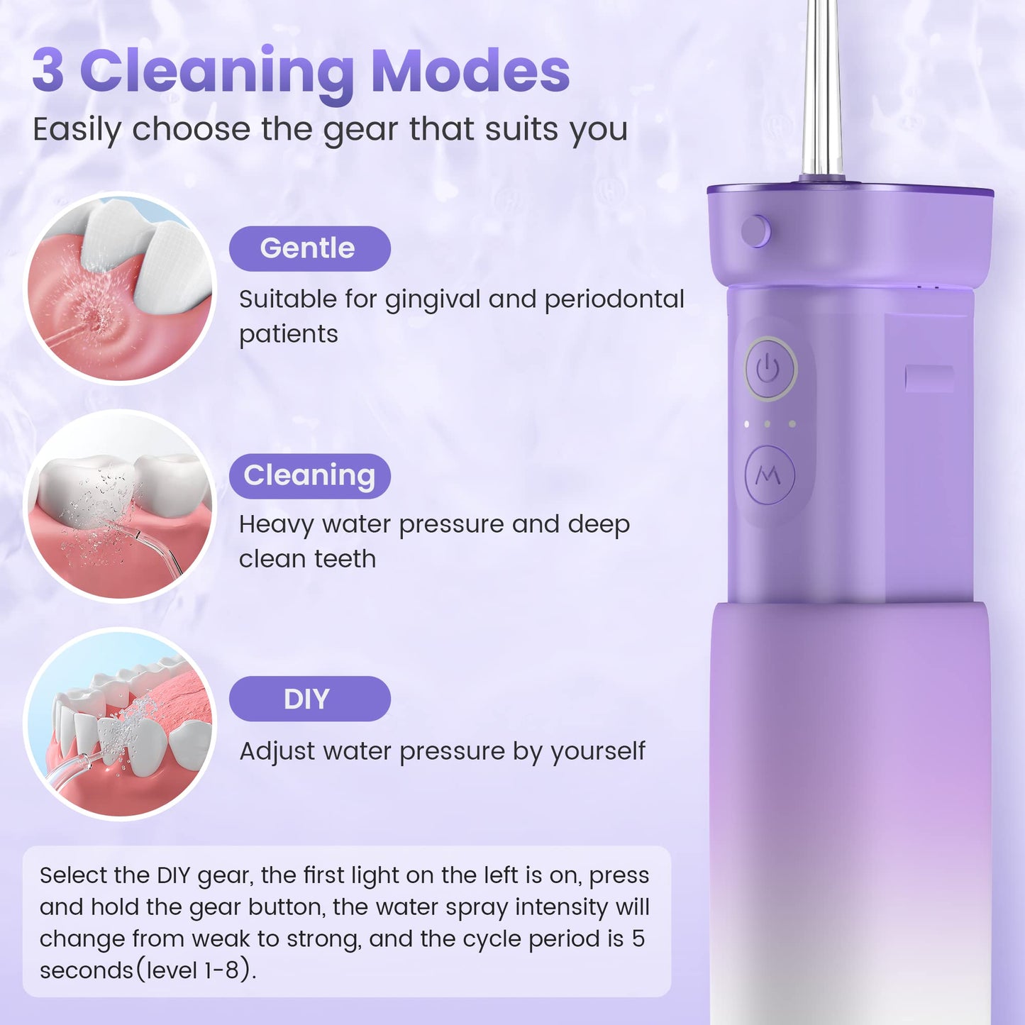 Water Flosser Cordless Oral Irrigator - Purple