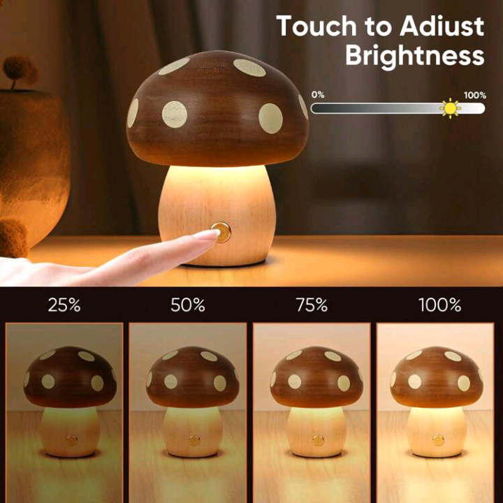 🍄 LED Wooden Mushroom Light 🍄