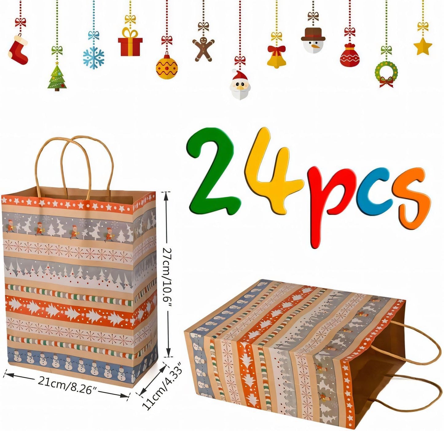 🎁 24pc Christmas Kraft Gift Bags 🎁