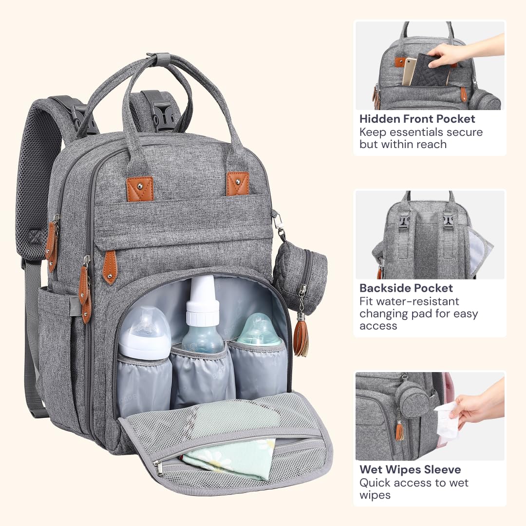 🍼🎒 Baby Changing Backpack – Light Grey 🎒🍼