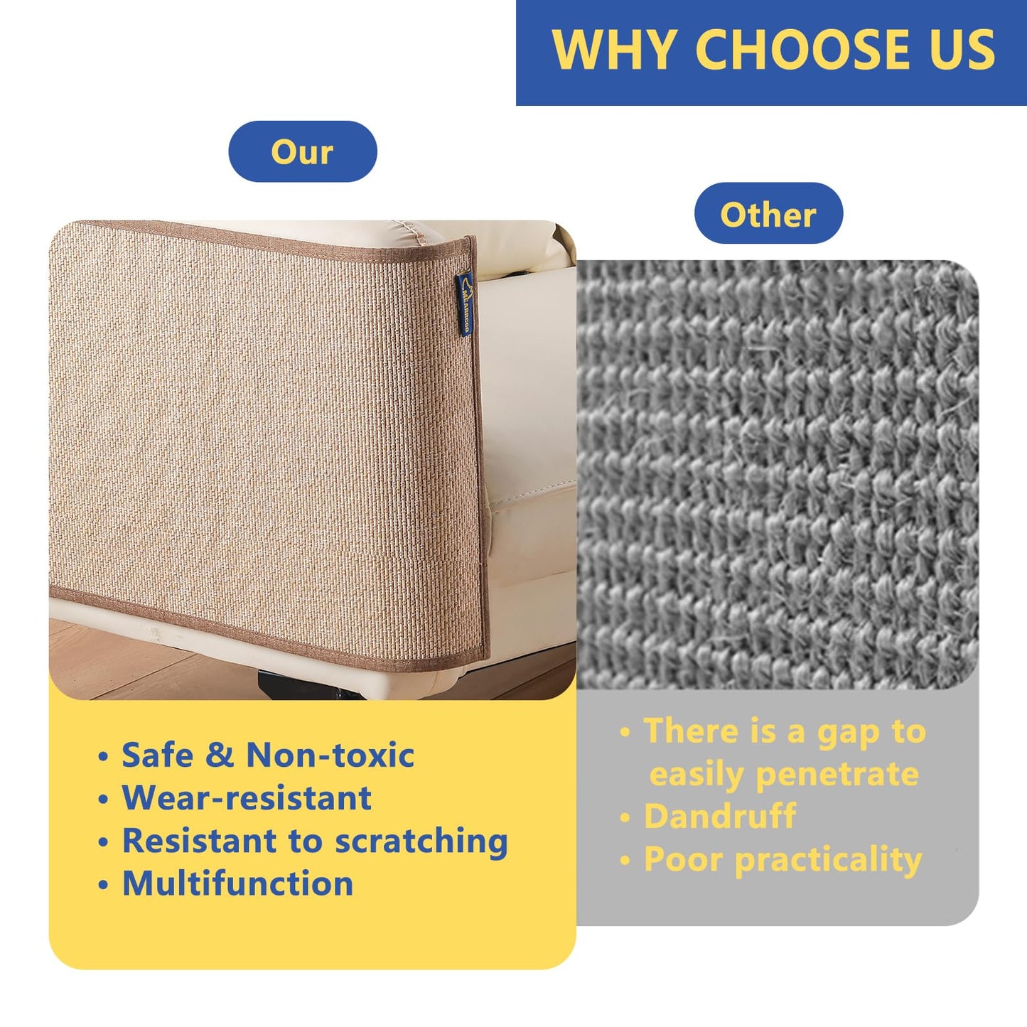 🐱🌿 2-Pack Bamboo Cat Scratcher Mat – 60x40cm 🌿🐱