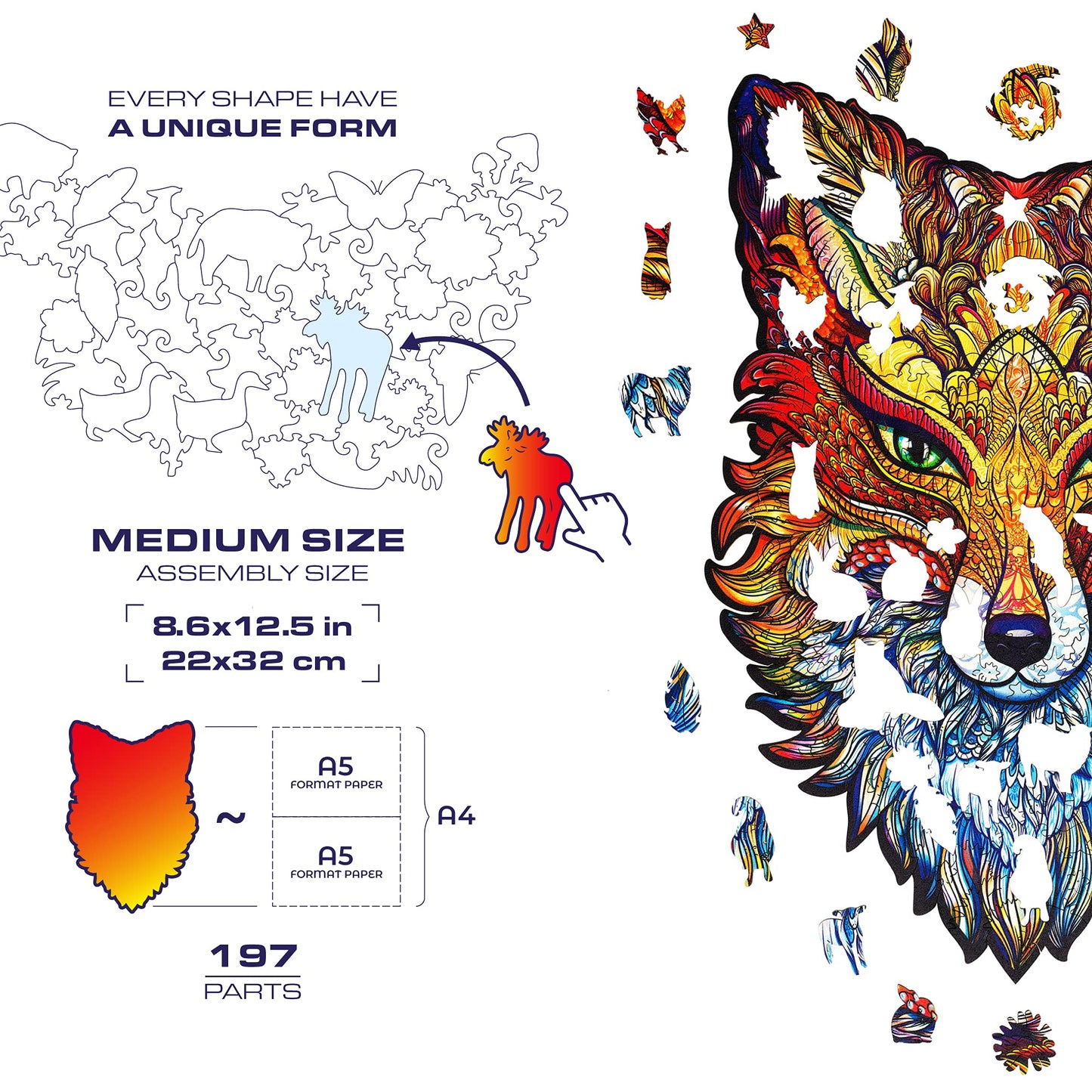 197pc Fiery Fox Wooden Jigsaw Puzzle