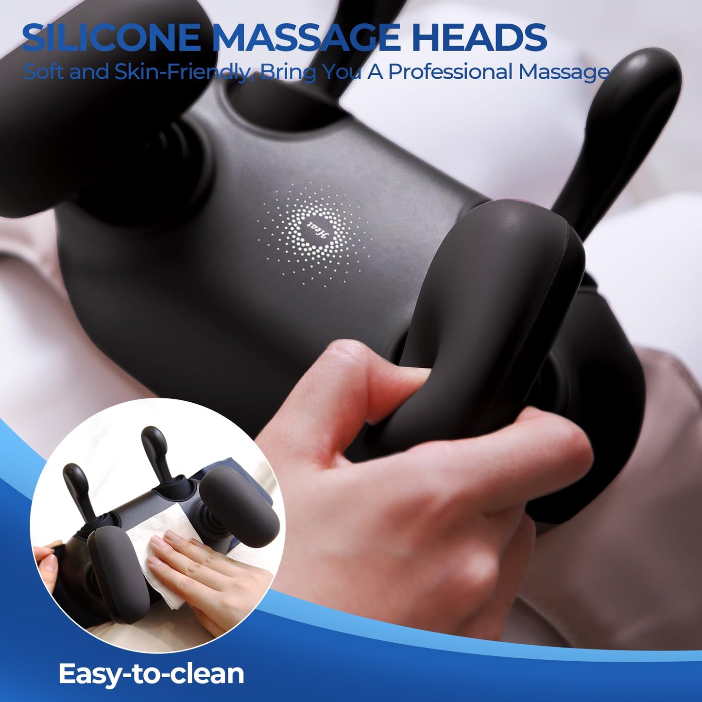Wireless Heated Neck & Shoulder Massager with Shiatsu Deep Tissue Relief and Voice Guide