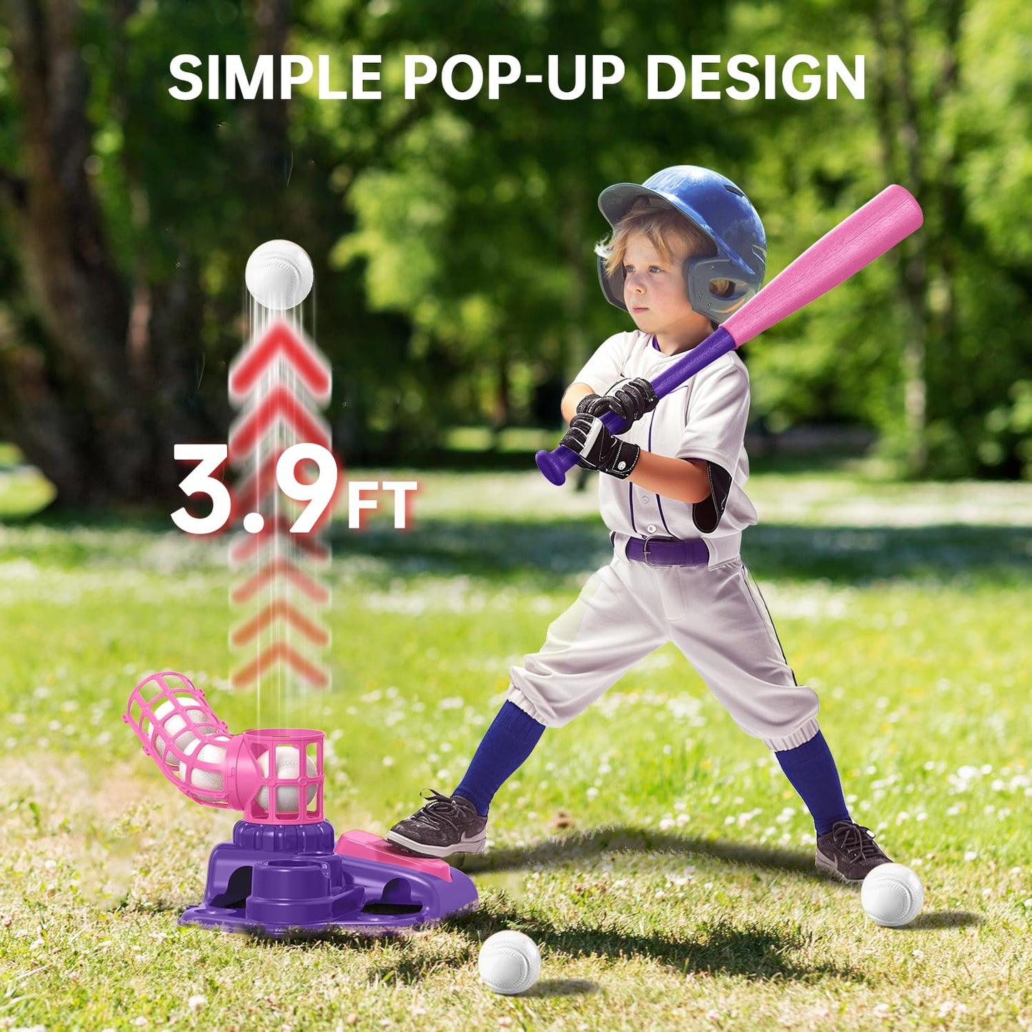 ⚾ 3-in-1 Kids Tee Ball Set with Batting Tee, Pitching Machine & Retractable Bat ⚾