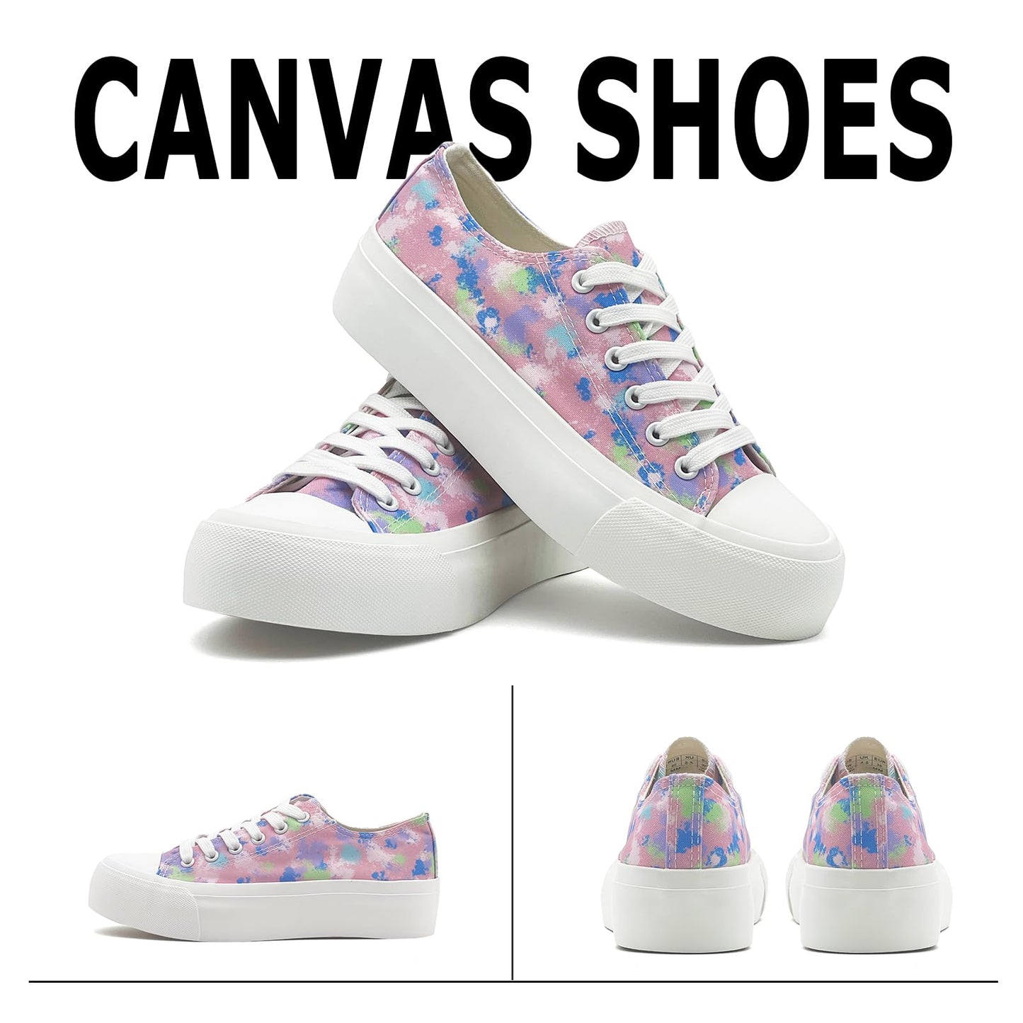 Ladies Pink Rainbow Canvas Shoes