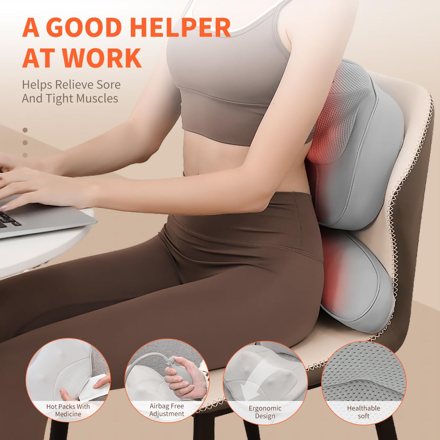 Back and Neck Massager with Heat Shiatsu Deep Tissue Kneading Pillow