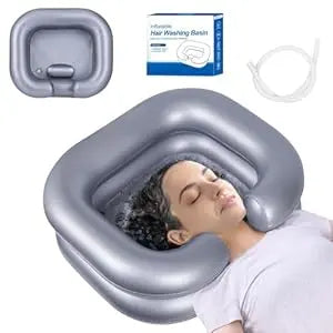 Inflatable Hair Washing Basin Portable Shampoo Bowl - Silver