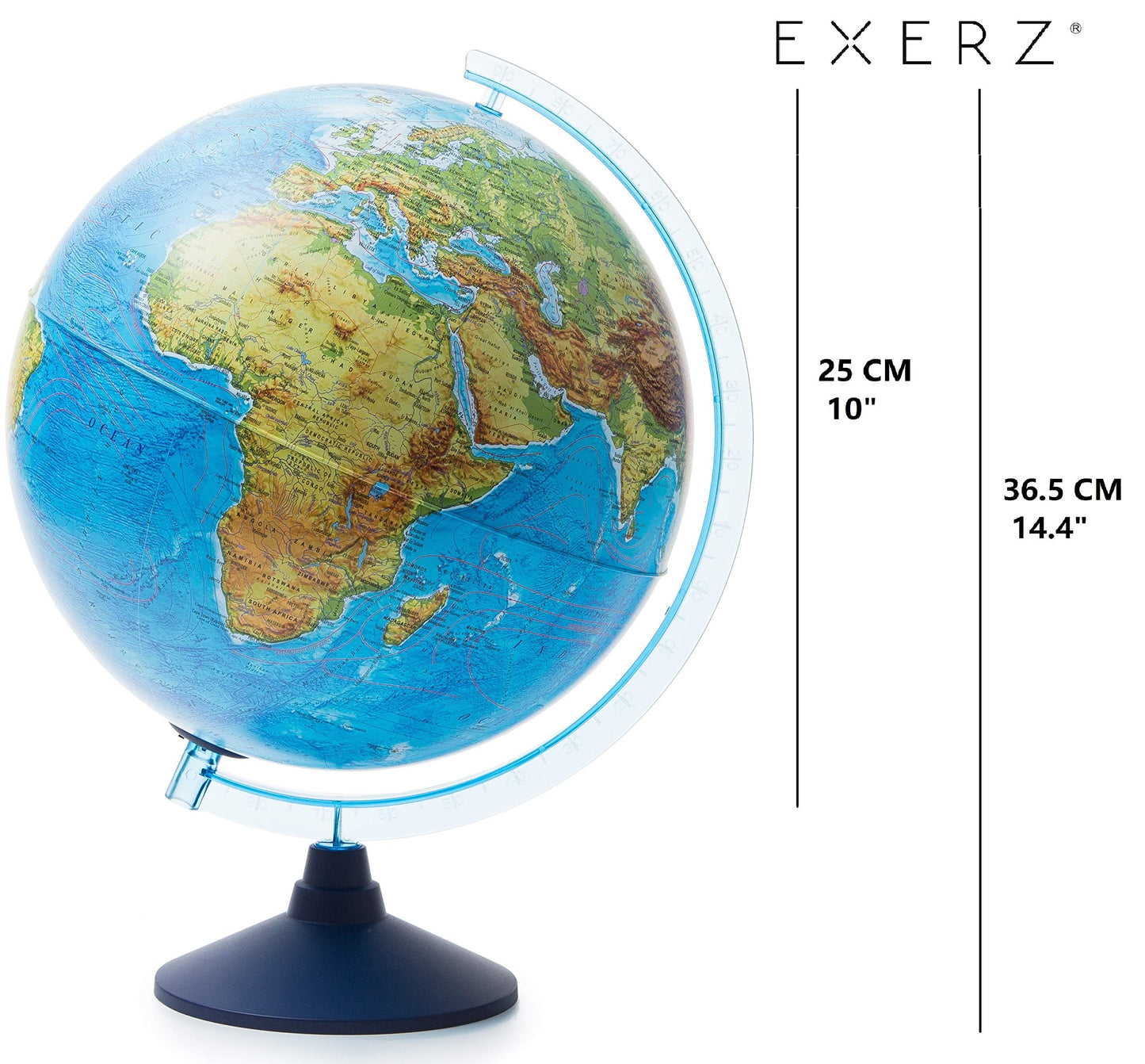 25cm Illuminated Globe with LED Light Physical Map Day & Constellation Night