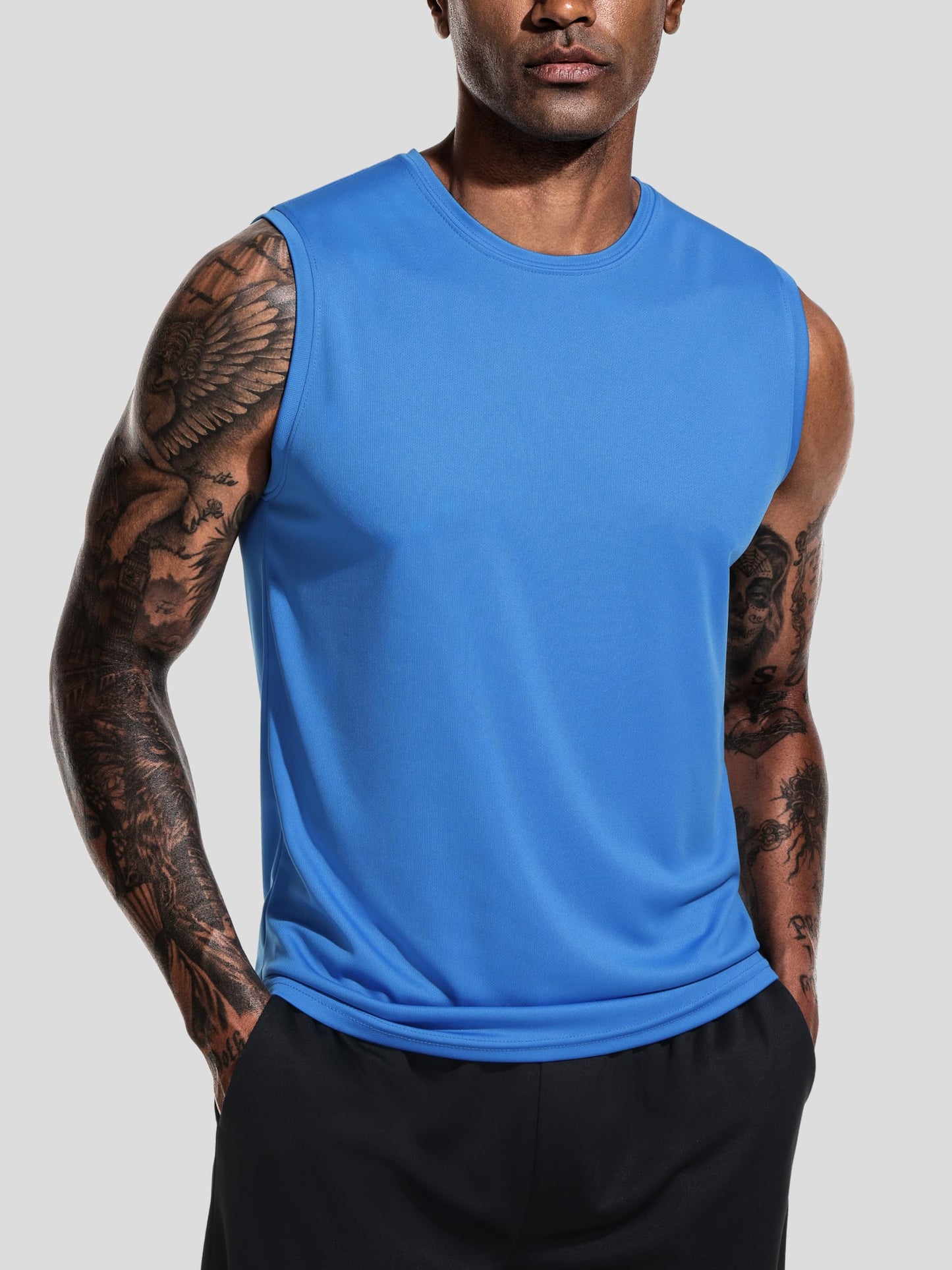 Teesmen 3-Pack Men's Gym Tank Tops - Quick Dry, Breathable, Multicolour - Size L
