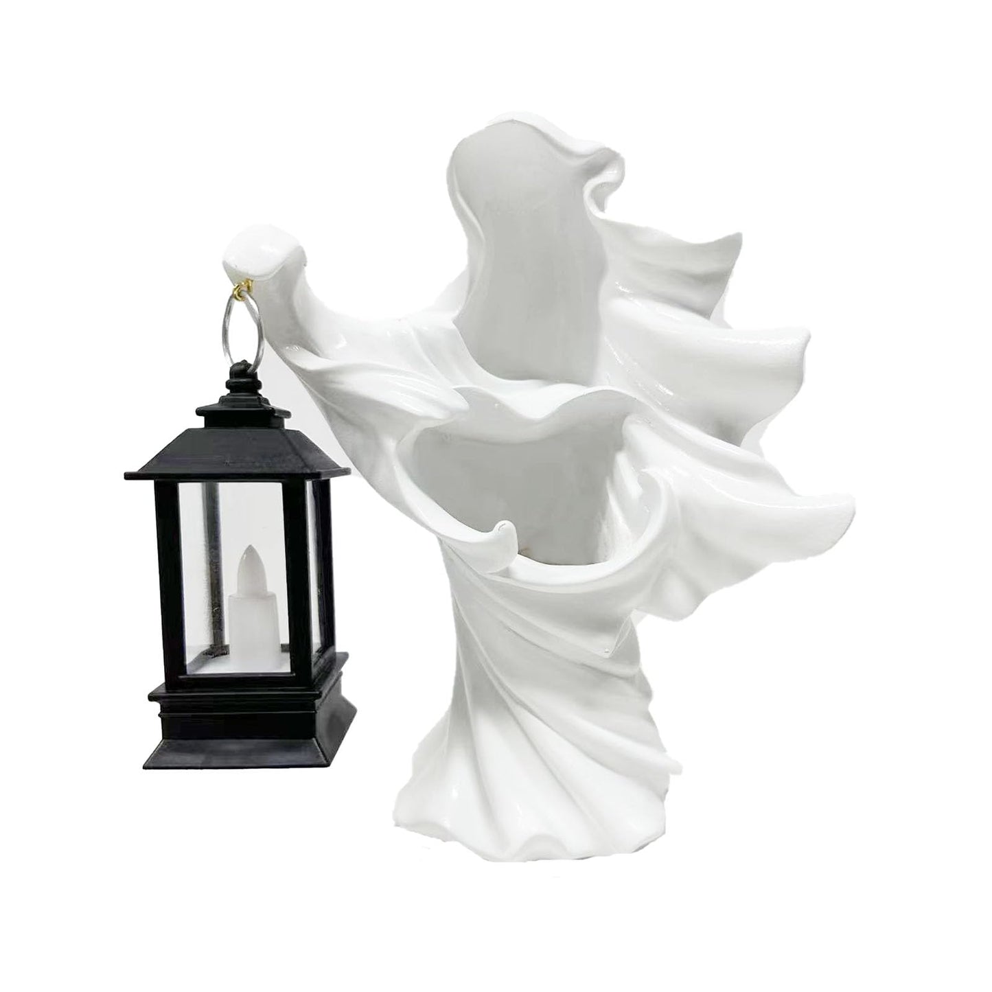 👻✨ Halloween Ghost Resin Statue with LED Lantern ✨👻