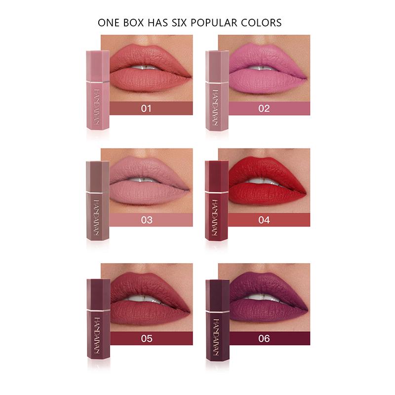 6pc Lip Gloss Matte Velvet Non-stick Lipstick Set