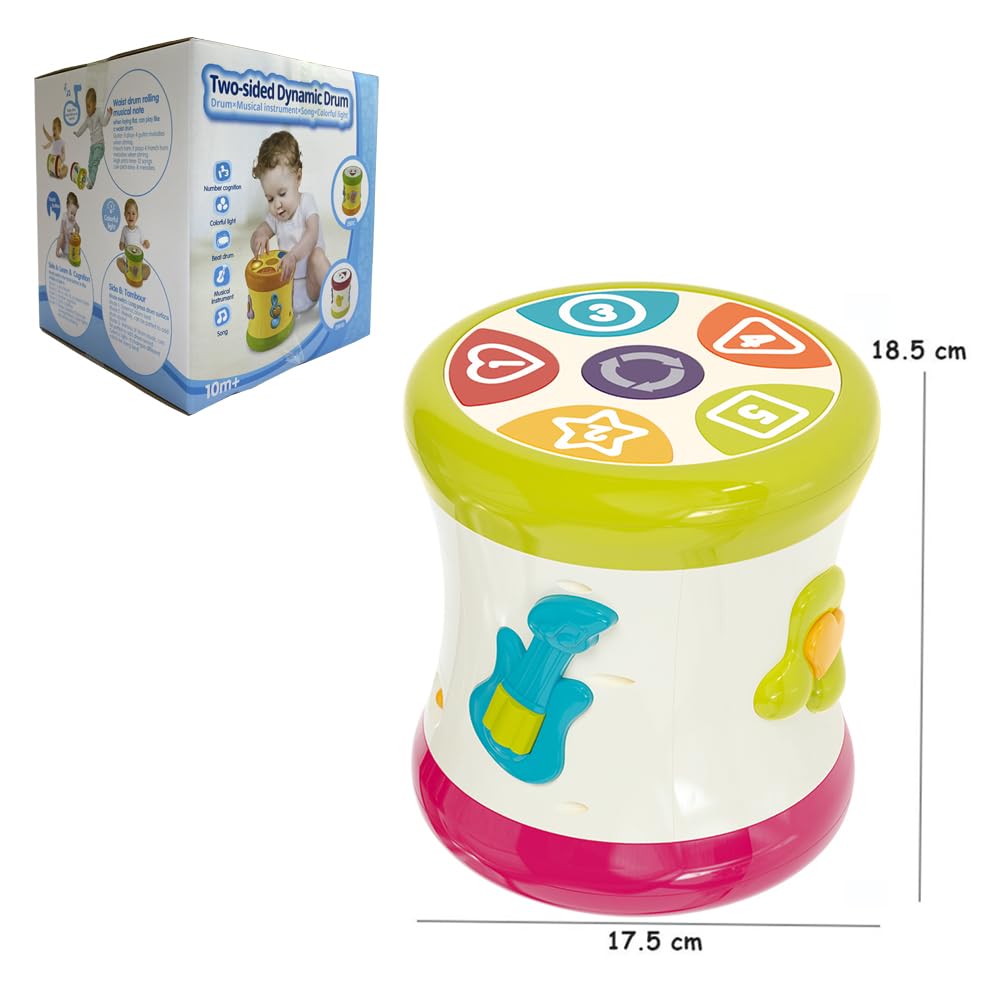 🥁 Two-Sided Baby Drum with Lights & Educational Sounds 🥁