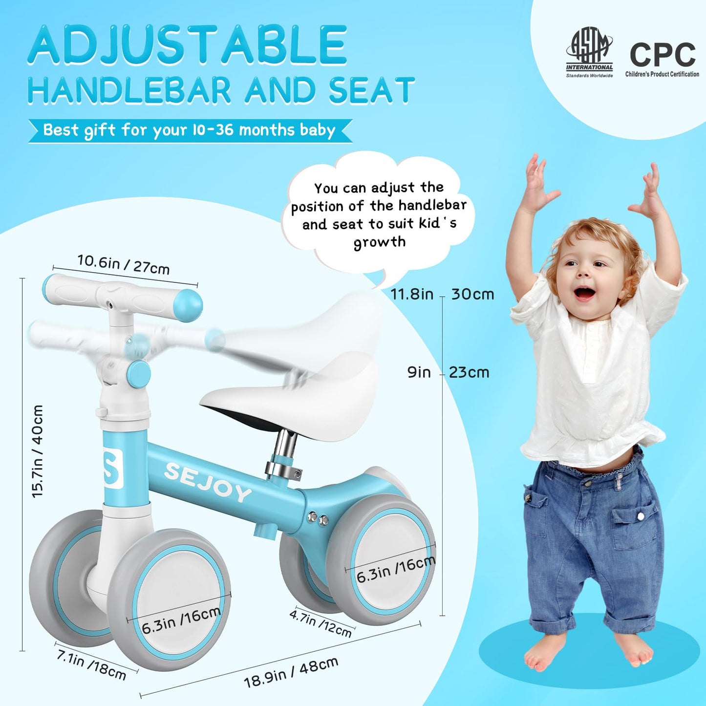 Adjustable Baby Balance Bike