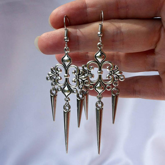 Grunge Punk Cross Rivet Drop Earrings
