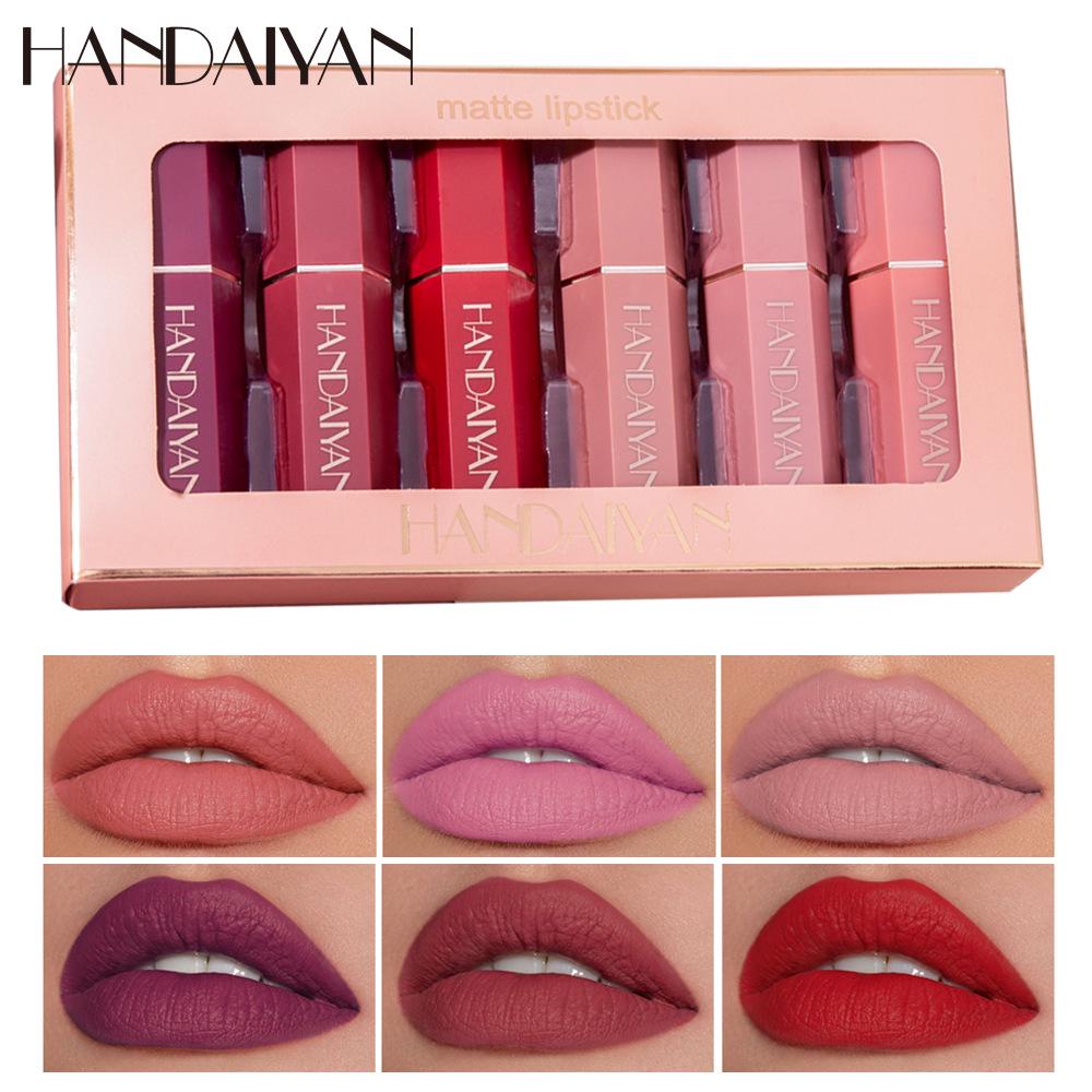 6pc Lip Gloss Matte Velvet Non-stick Lipstick Set