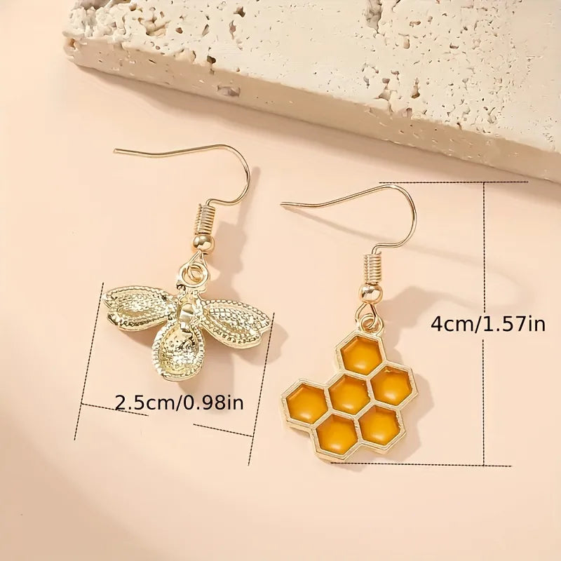 Honeycomb Bee Earrings