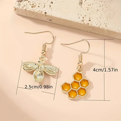 Honeycomb Bee Earrings