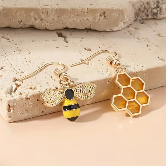 Honeycomb Bee Earrings