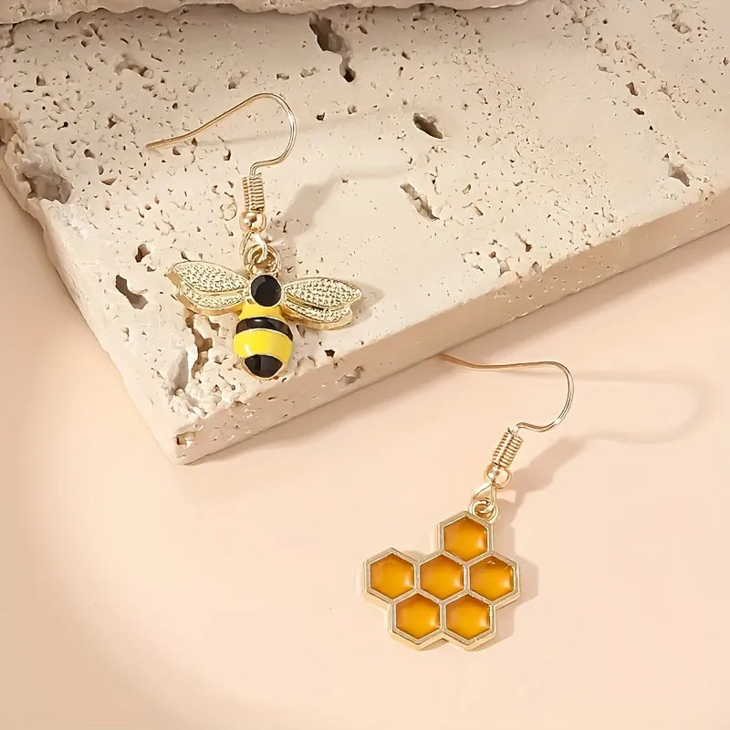 Honeycomb Bee Earrings