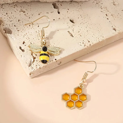 Honeycomb Bee Earrings