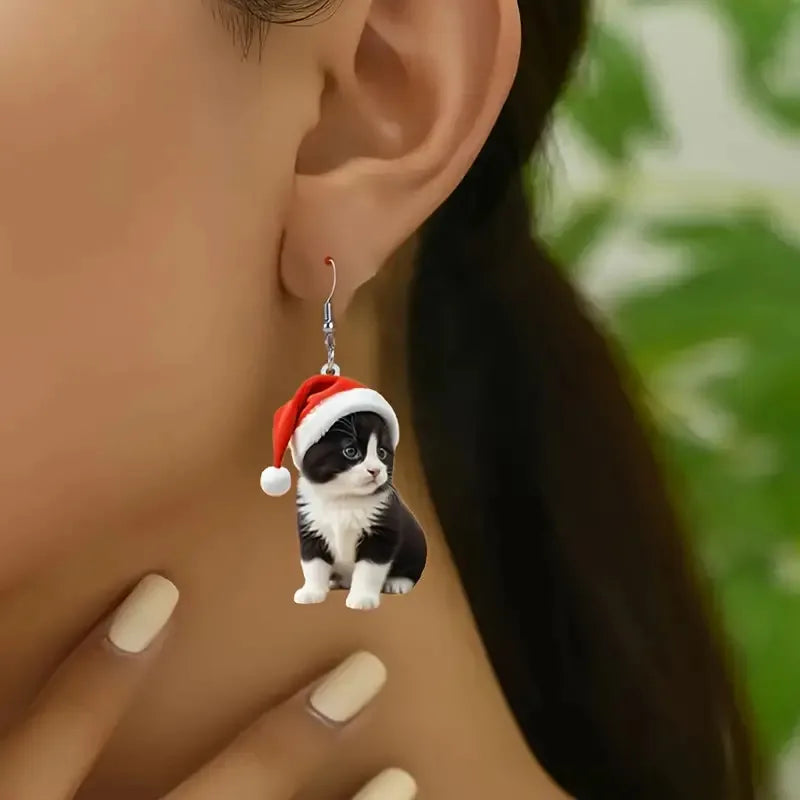 🎅🐱 Purr-fectly Festive Earrings 🐱🎅