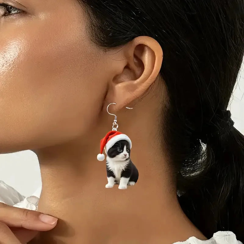 🎅🐱 Purr-fectly Festive Earrings 🐱🎅