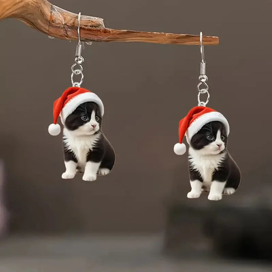 🎅🐱 Purr-fectly Festive Earrings 🐱🎅