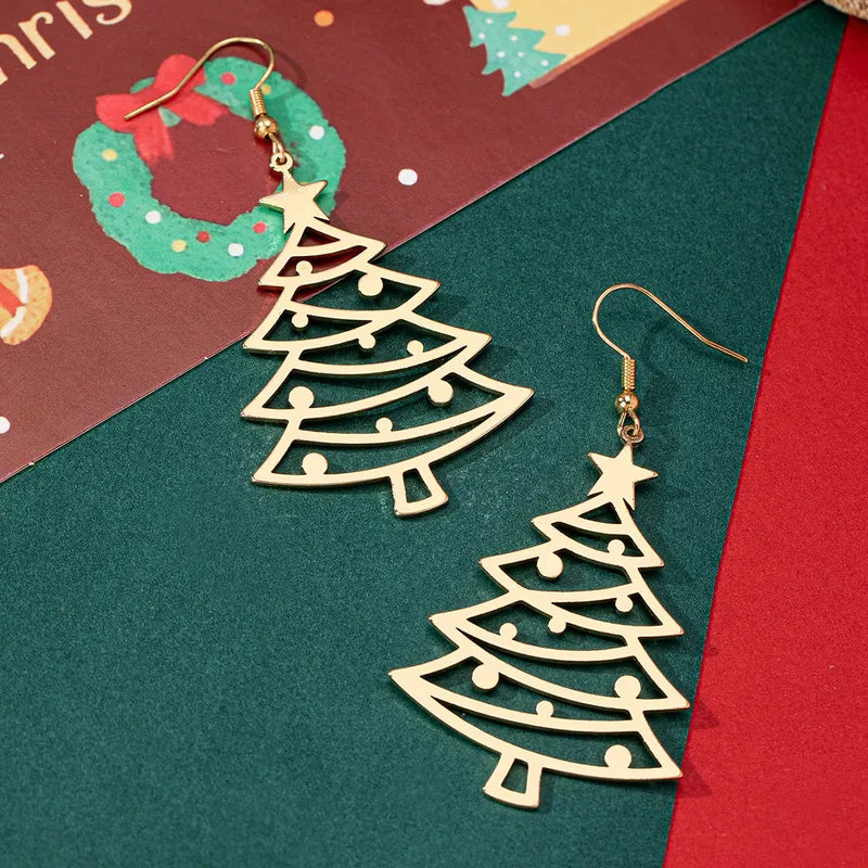 🎄 Golden Christmas Tree Earrings 🎄