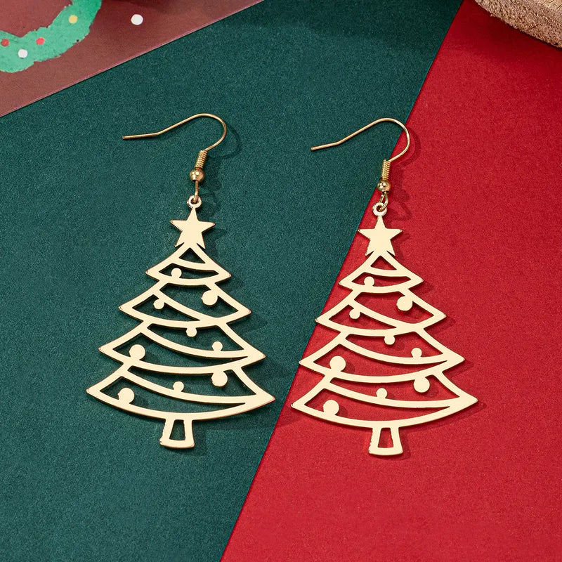 🎄 Golden Christmas Tree Earrings 🎄