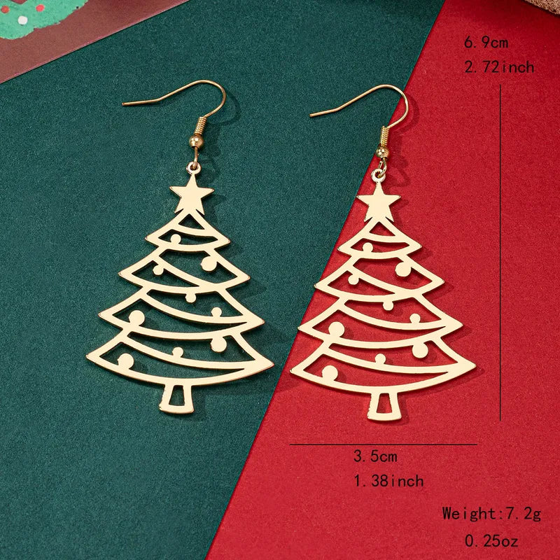 🎄 Golden Christmas Tree Earrings 🎄