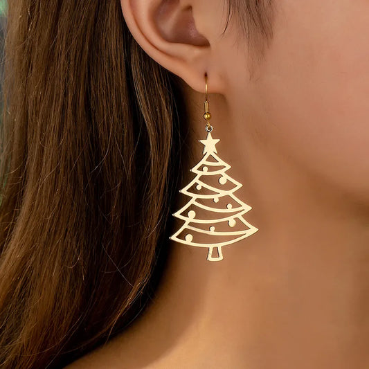 🎄 Golden Christmas Tree Earrings 🎄