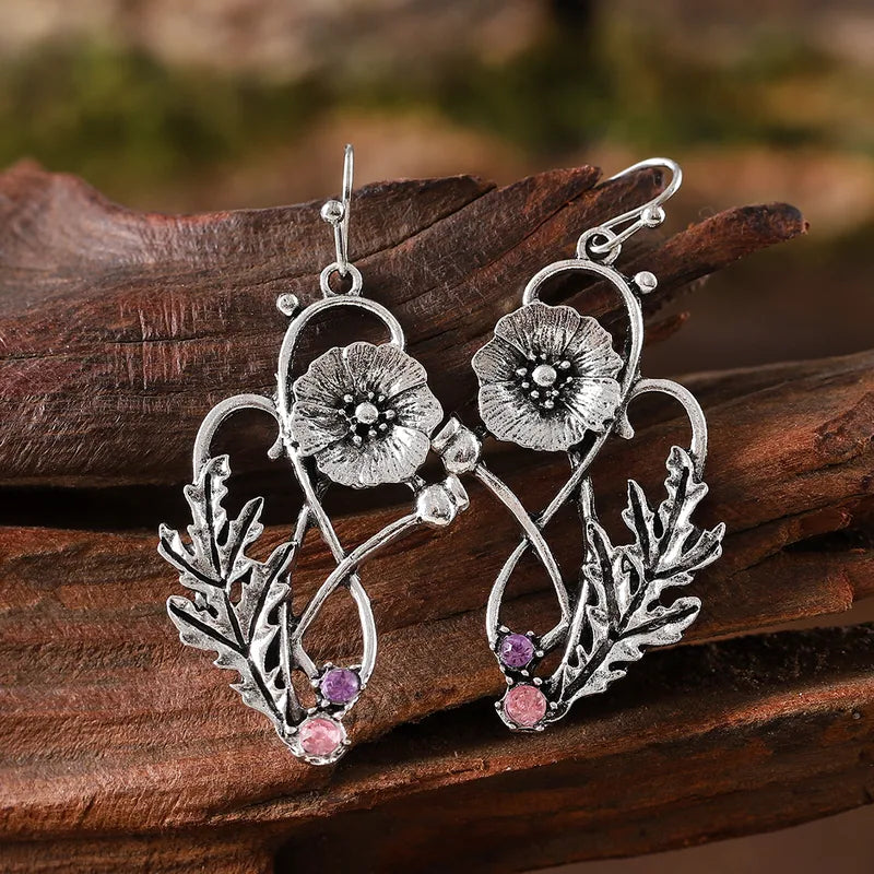 🌷 Whimsical Retro Flower Alloy Drop Earrings 🌷